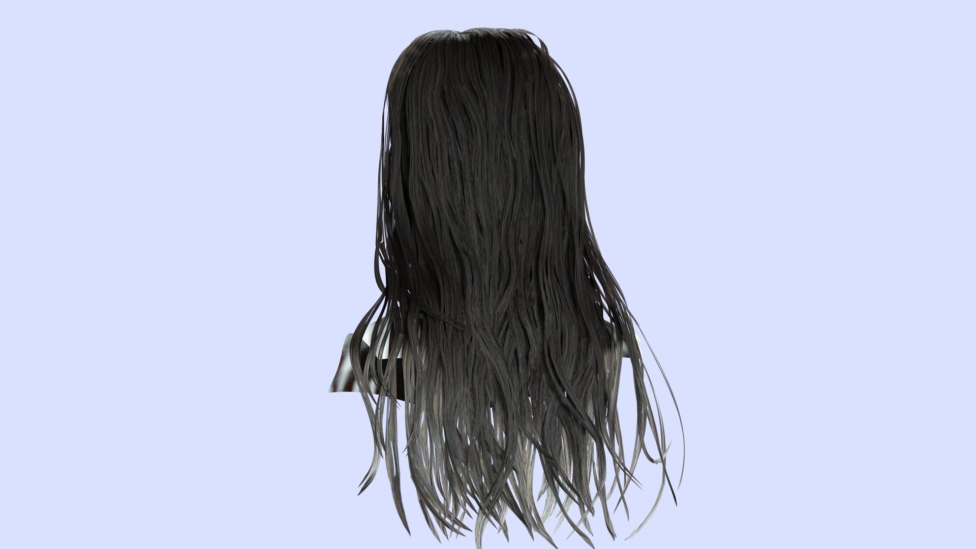 Realistic Wavy Long Man Hair card Low-poly 3D model_10