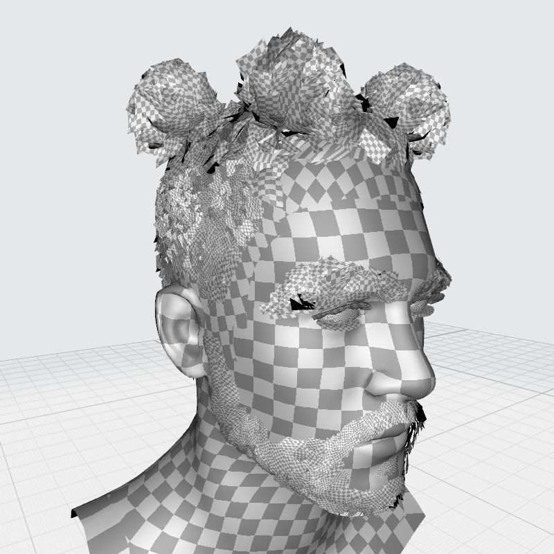 Realistic Afro Man Hair card styled Low-poly 3D model_27