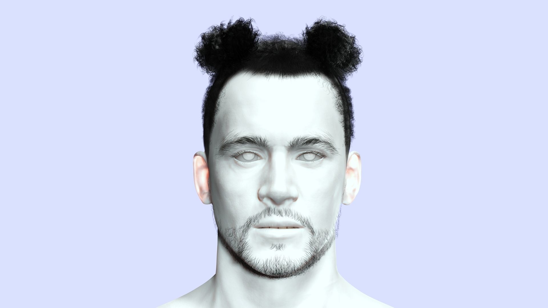 Realistic Afro Man Hair card styled Low-poly 3D model_6