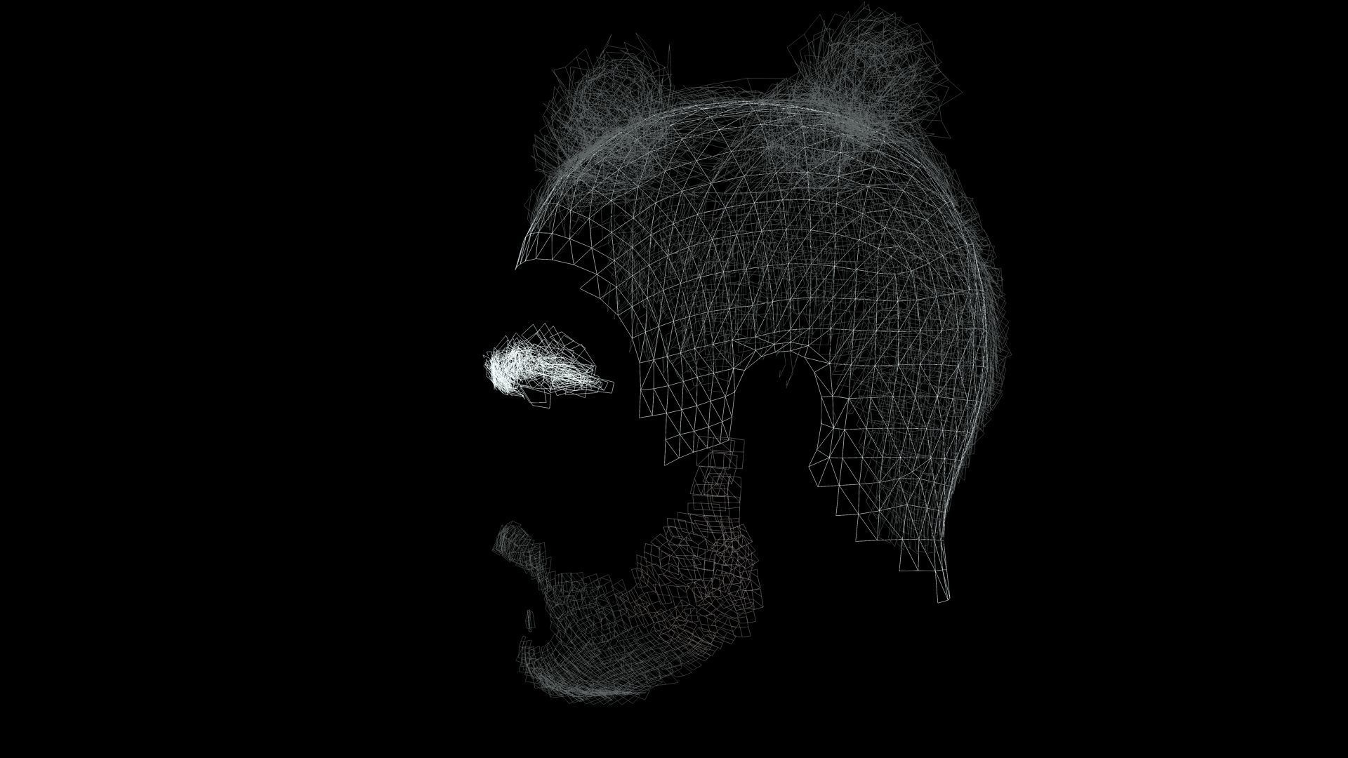 Realistic Afro Man Hair card styled Low-poly 3D model_16