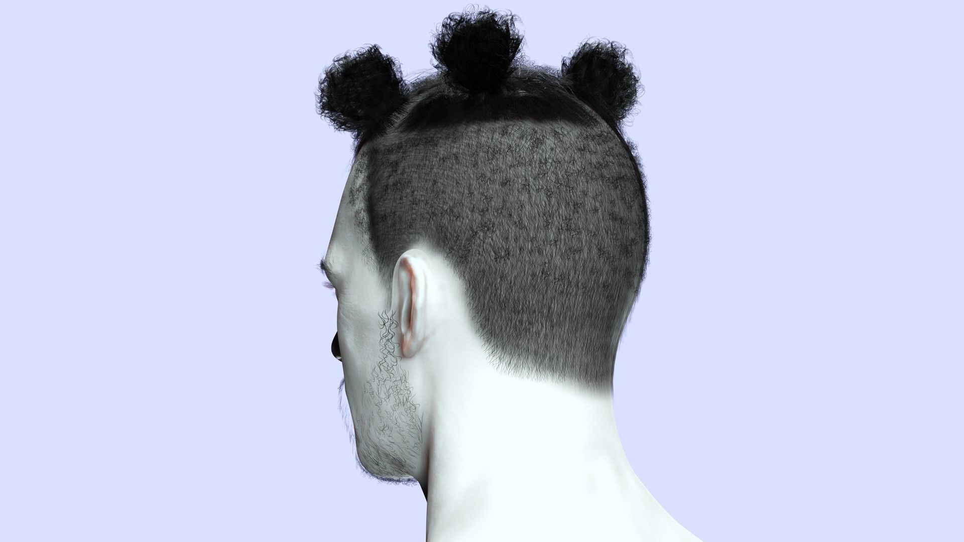 Realistic Afro Man Hair card styled Low-poly 3D model_9