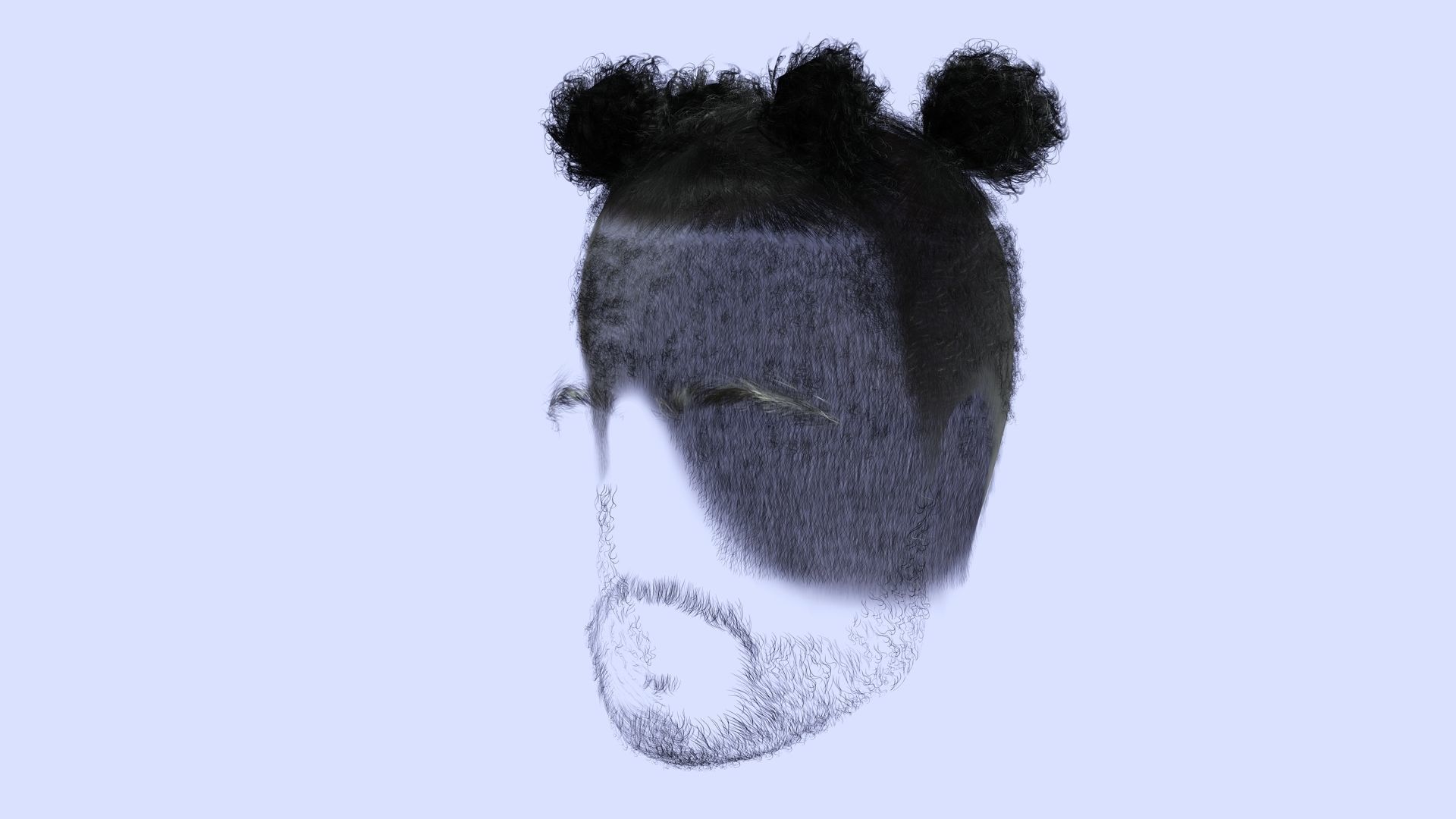 Realistic Afro Man Hair card styled Low-poly 3D model_3