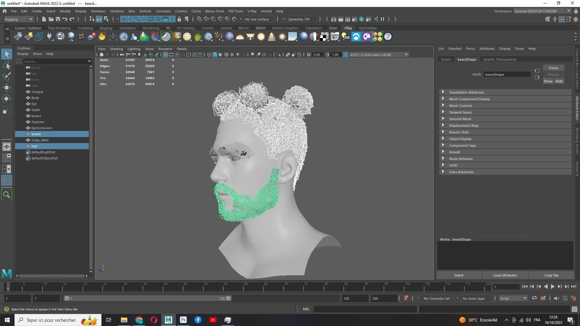 Realistic Afro Man Hair card styled Low-poly 3D model_17