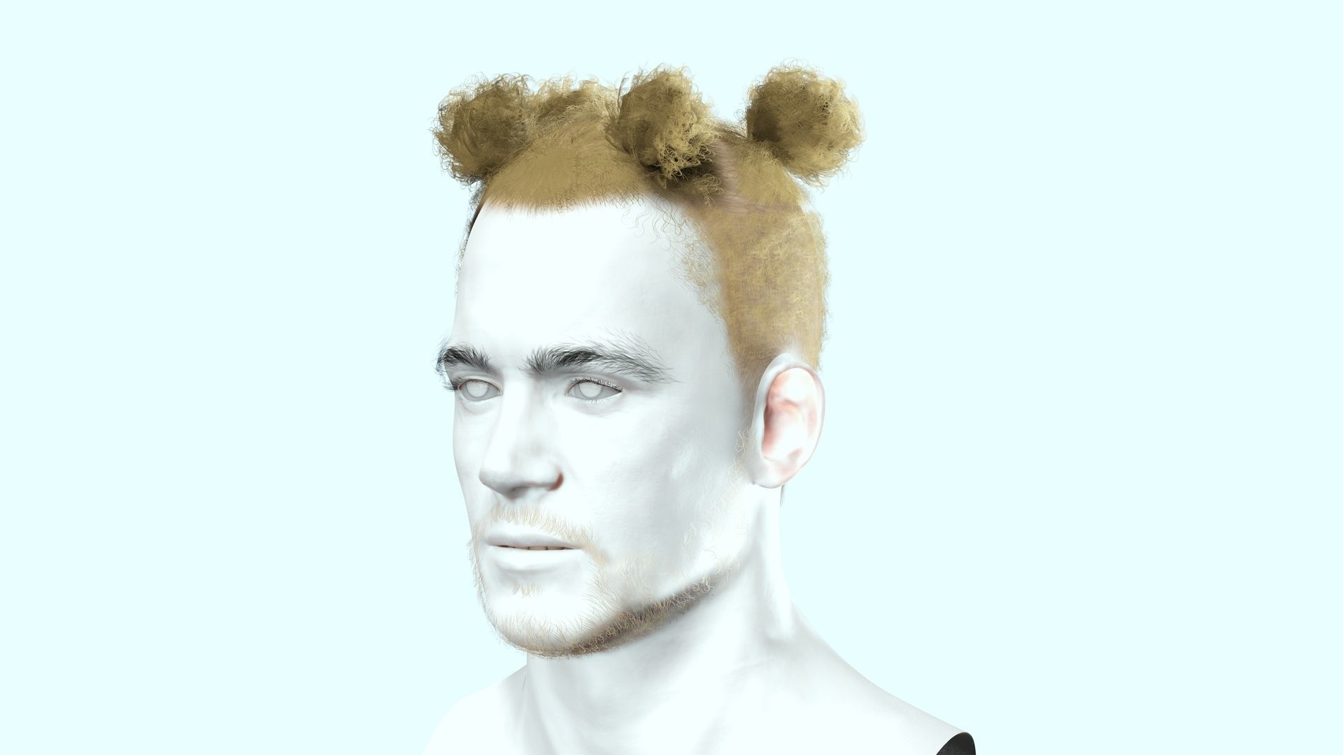 Realistic Afro Man Hair card styled Low-poly 3D model_4