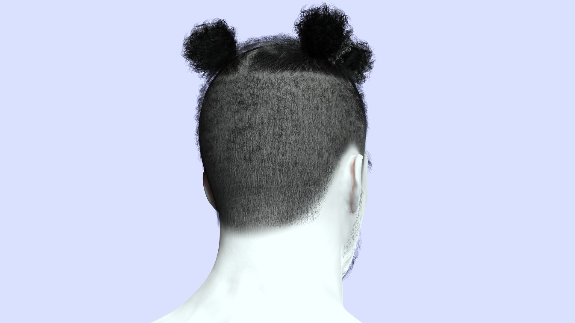 Realistic Afro Man Hair card styled Low-poly 3D model_11