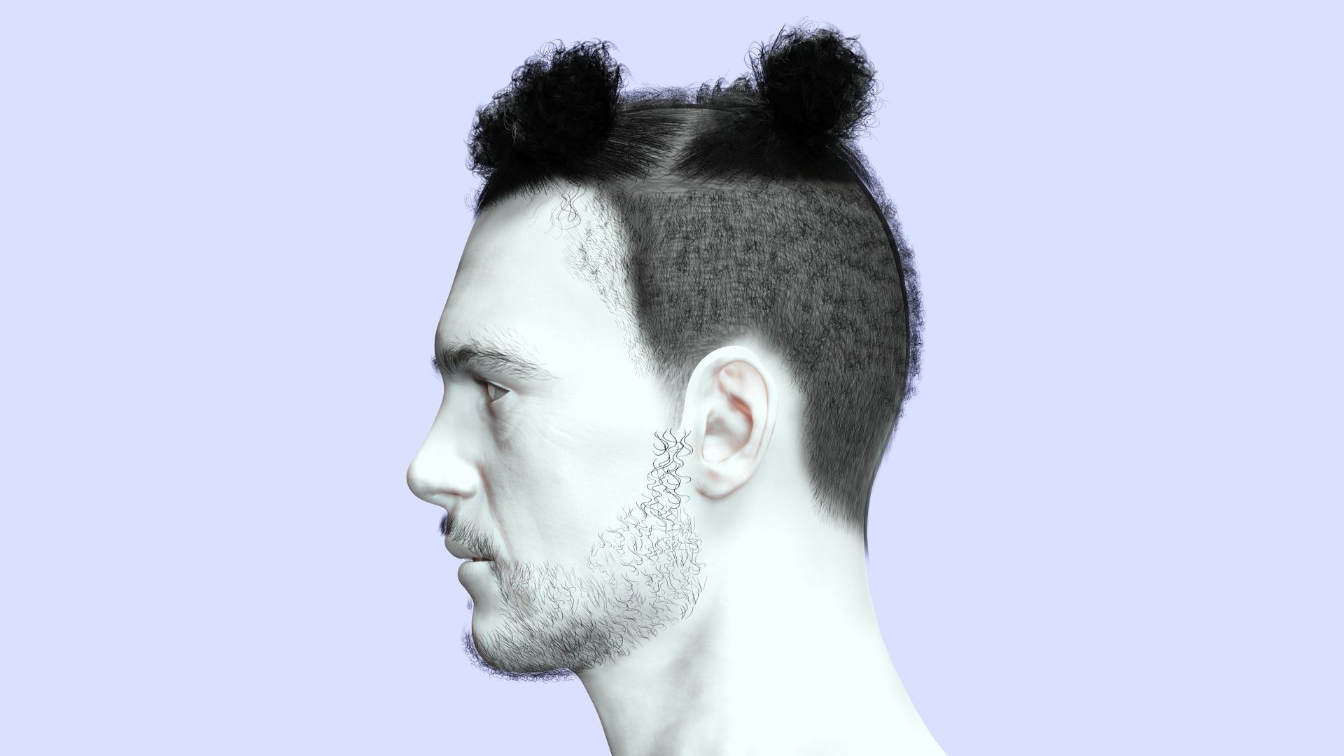 Realistic Afro Man Hair card styled Low-poly 3D model_8