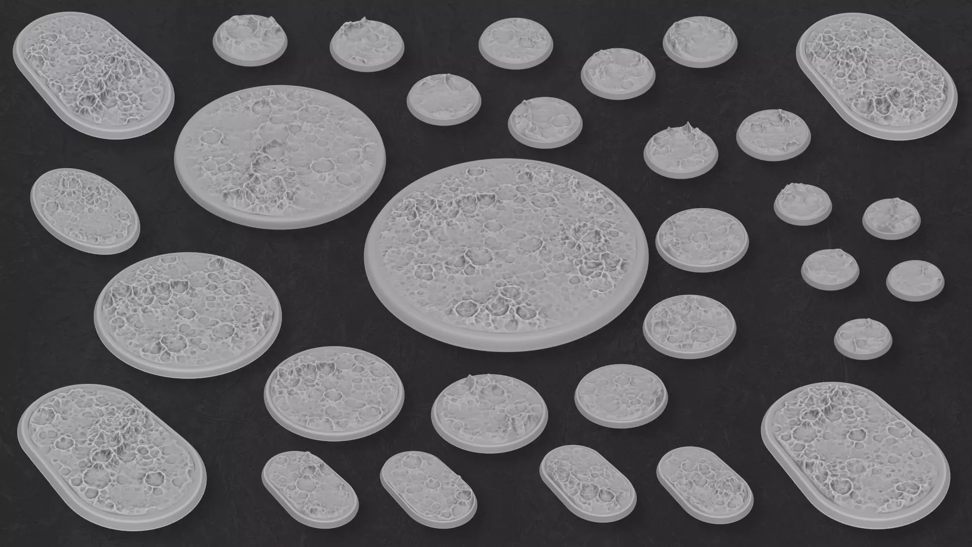 Miniature bases craters Large pack 3D print model_0