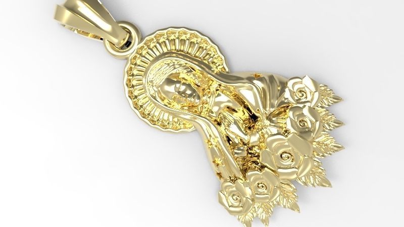 Virgin Mary Praying Necklace Pendant Lady of Guadalupe Charm 3D print model_10