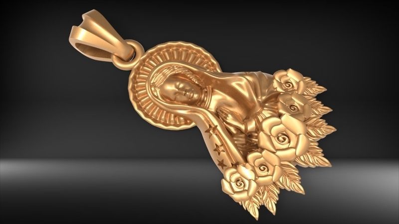 Virgin Mary Praying Necklace Pendant Lady of Guadalupe Charm 3D print model_20