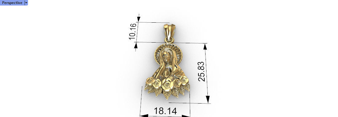 Virgin Mary Praying Necklace Pendant Lady of Guadalupe Charm 3D print model_2