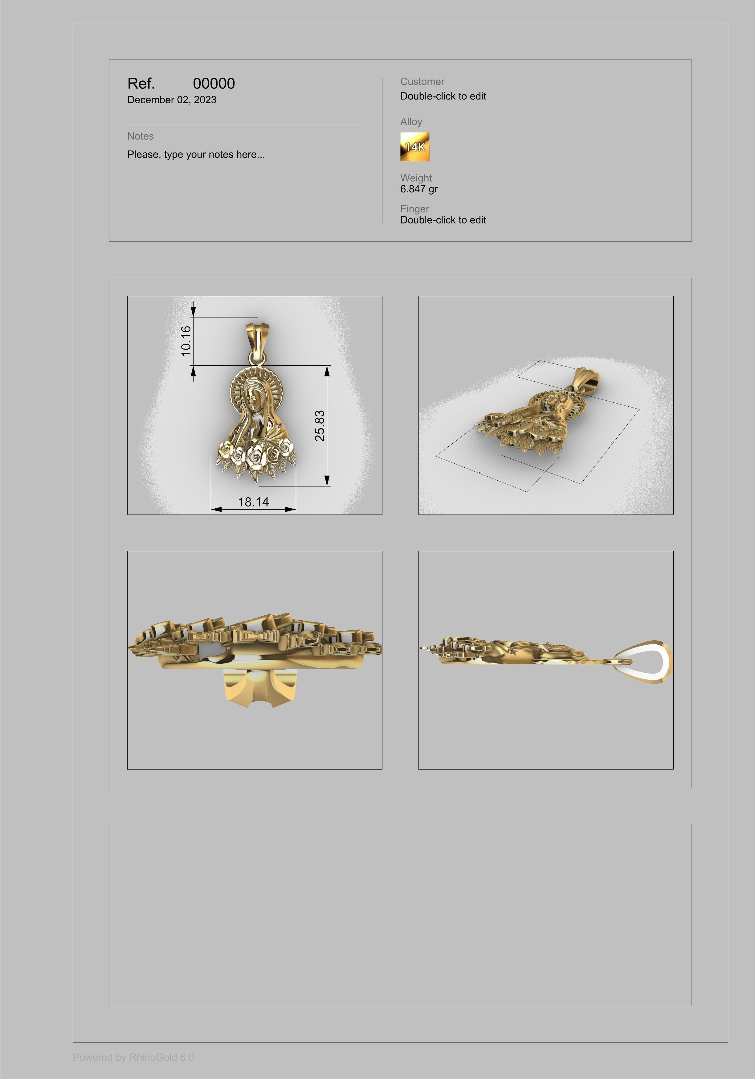 Virgin Mary Praying Necklace Pendant Lady of Guadalupe Charm 3D print model_26