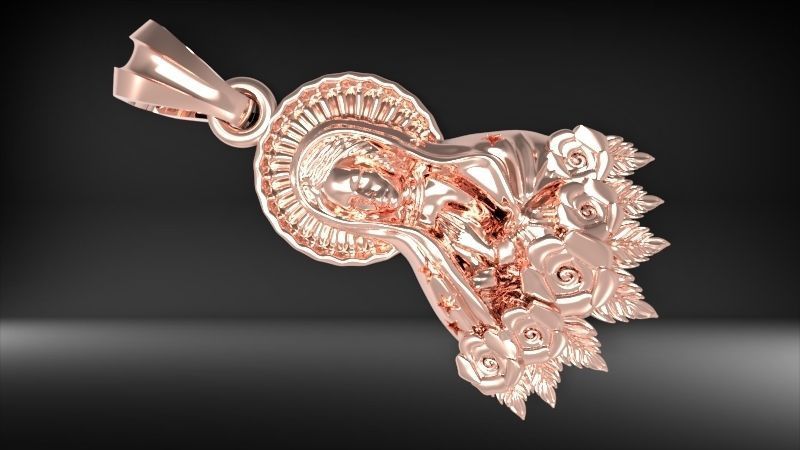 Virgin Mary Praying Necklace Pendant Lady of Guadalupe Charm 3D print model_16