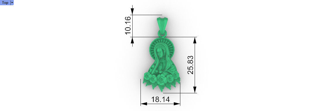 Virgin Mary Praying Necklace Pendant Lady of Guadalupe Charm 3D print model_8