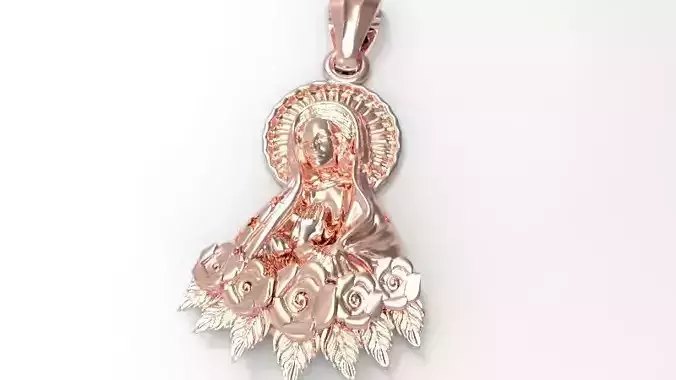 Virgin Mary Praying Necklace Pendant Lady of Guadalupe Charm 3D print model