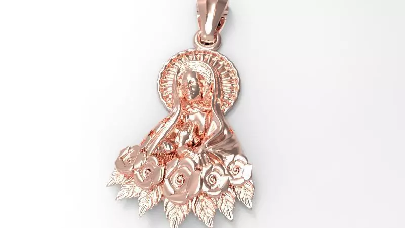 Virgin Mary Praying Necklace Pendant Lady of Guadalupe Charm 3D print model_0