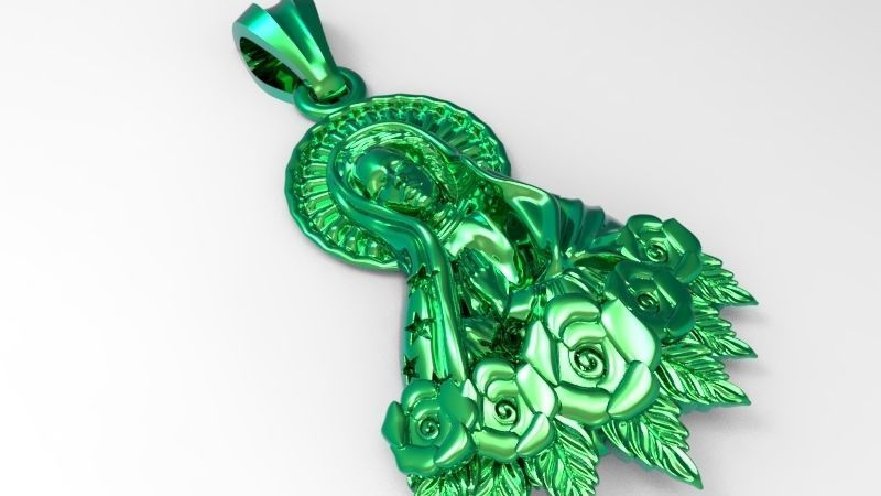 Virgin Mary Praying Necklace Pendant Lady of Guadalupe Charm 3D print model_6