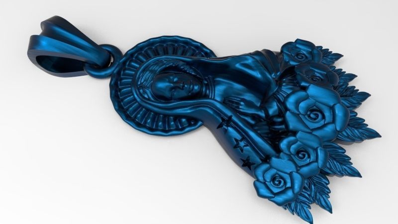 Virgin Mary Praying Necklace Pendant Lady of Guadalupe Charm 3D print model_3