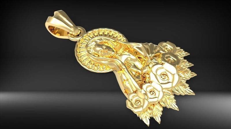 Virgin Mary Praying Necklace Pendant Lady of Guadalupe Charm 3D print model_19