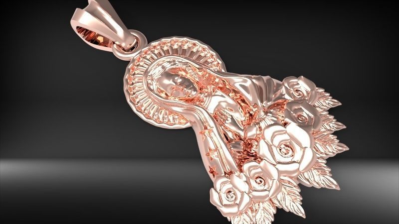 Virgin Mary Praying Necklace Pendant Lady of Guadalupe Charm 3D print model_14