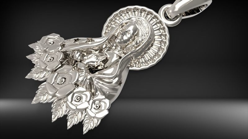 Virgin Mary Praying Necklace Pendant Lady of Guadalupe Charm 3D print model_25
