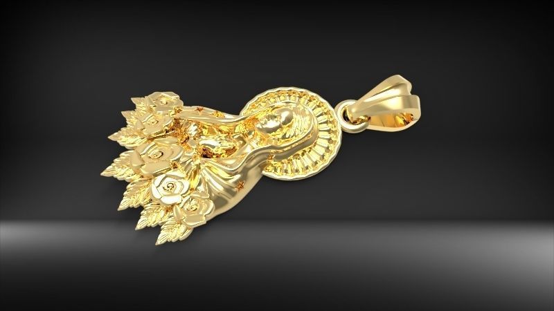 Virgin Mary Praying Necklace Pendant Lady of Guadalupe Charm 3D print model_18