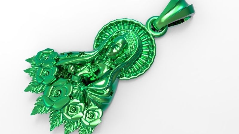 Virgin Mary Praying Necklace Pendant Lady of Guadalupe Charm 3D print model_7