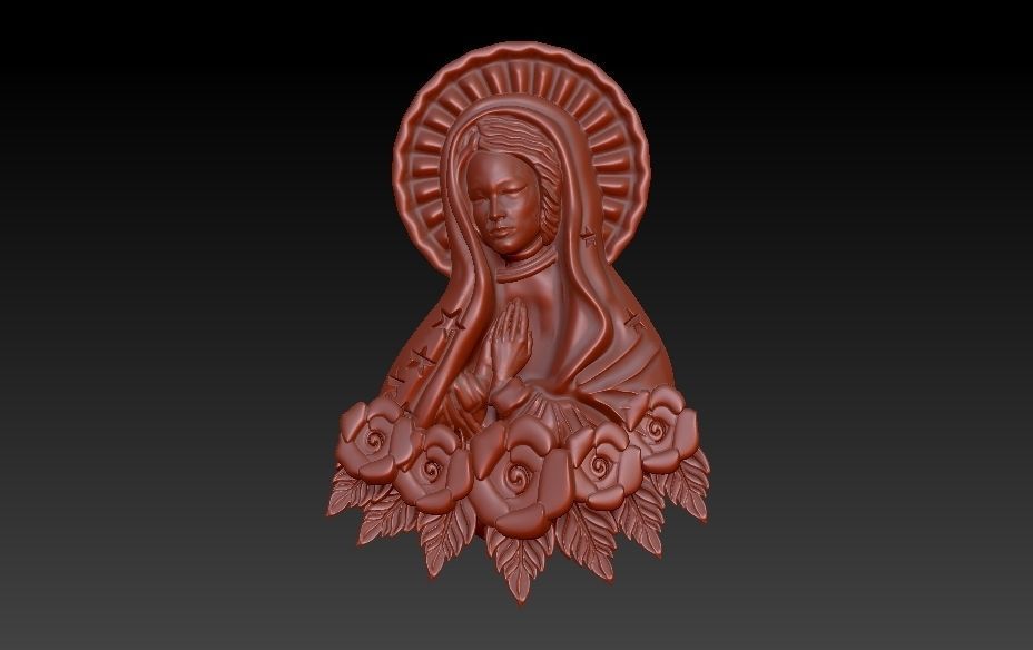 Virgin Mary Praying Necklace Pendant Lady of Guadalupe Charm 3D print model_12