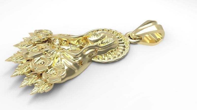 Virgin Mary Praying Necklace Pendant Lady of Guadalupe Charm 3D print model_13