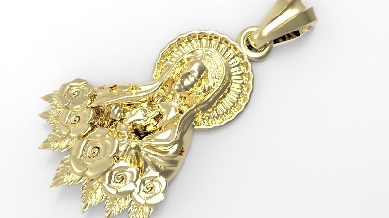 Virgin Mary Praying Necklace Pendant Lady of Guadalupe Charm 3D print model_9
