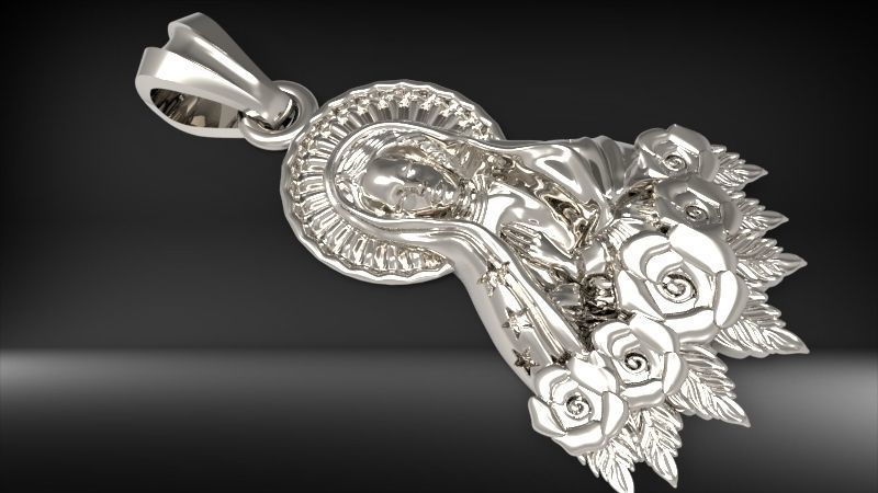 Virgin Mary Praying Necklace Pendant Lady of Guadalupe Charm 3D print model_23
