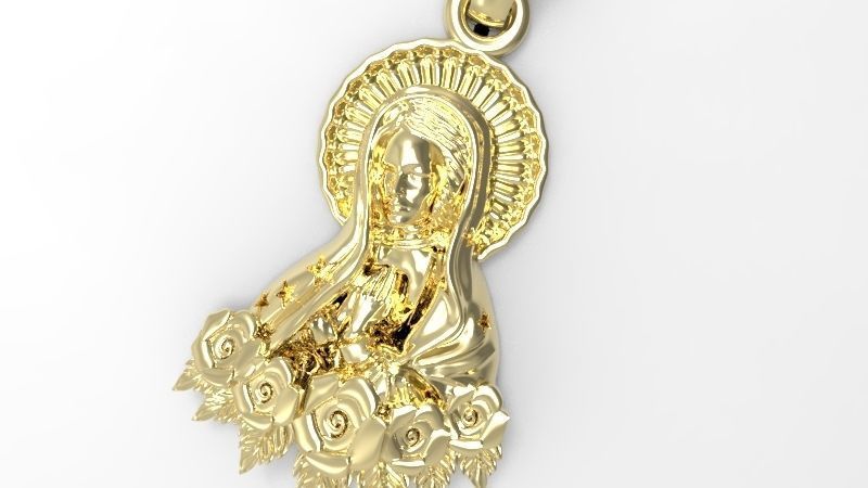 Virgin Mary Praying Necklace Pendant Lady of Guadalupe Charm 3D print model_11