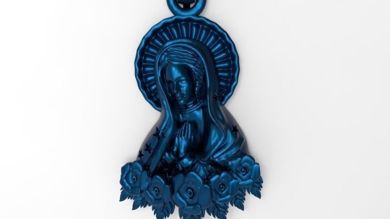 Virgin Mary Praying Necklace Pendant Lady of Guadalupe Charm 3D print model_4