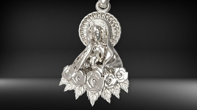 Virgin Mary Praying Necklace Pendant Lady of Guadalupe Charm 3D print model_24