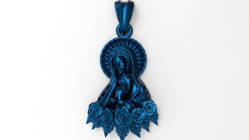 Virgin Mary Praying Necklace Pendant Lady of Guadalupe Charm 3D print model_1