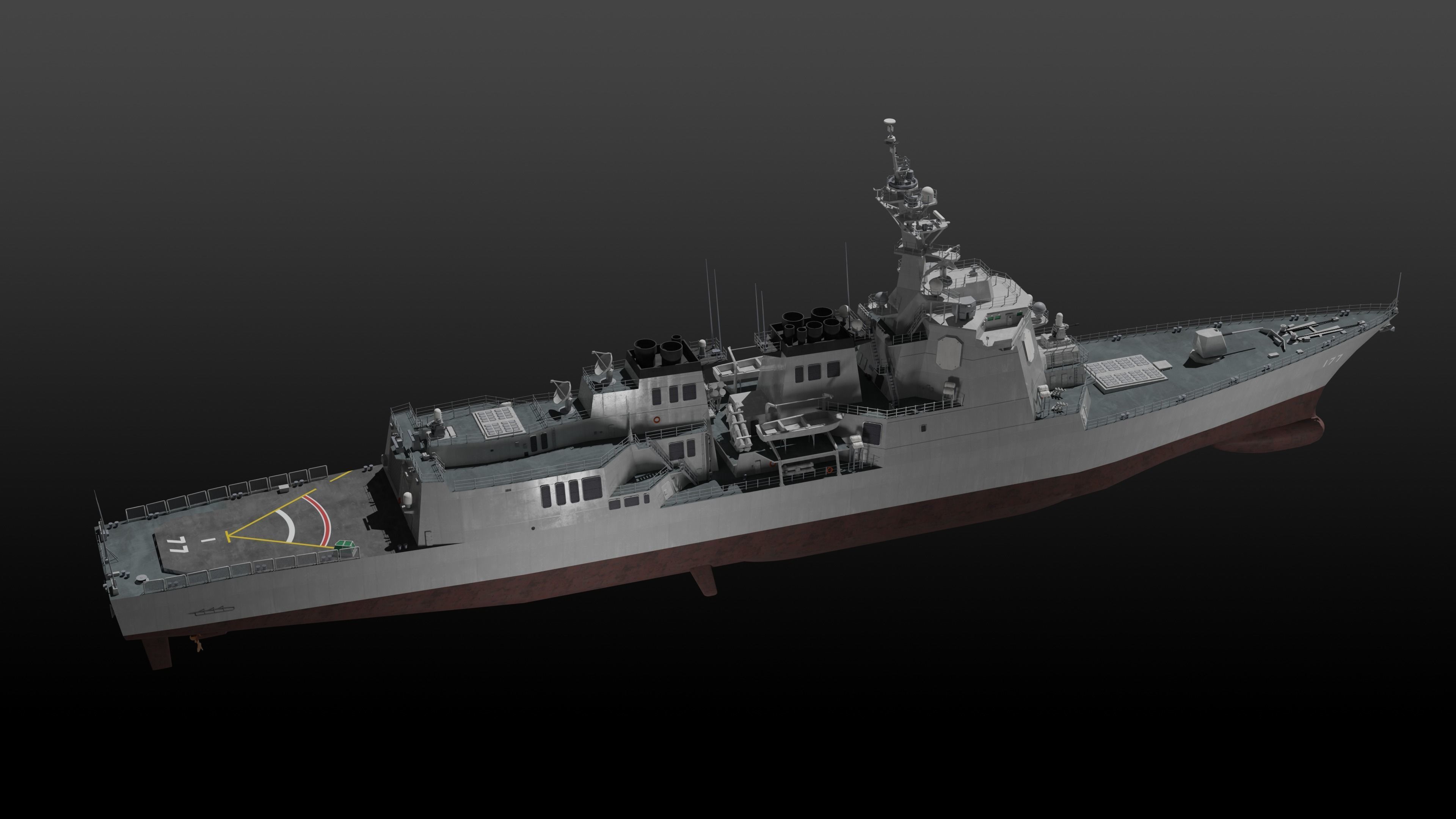 JMSDF Atago class guild missile destroyer 3D model_9