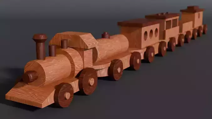 Wooden Christmas Train 3D model