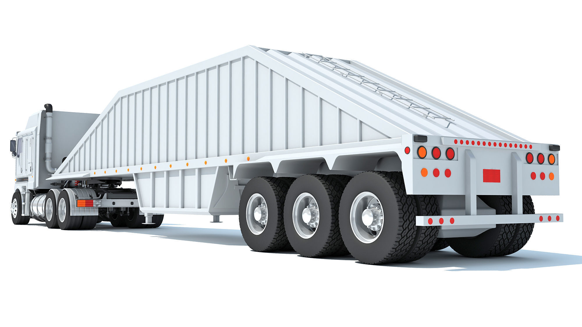 Truck with Bottom Dump Trailer 3D model_3
