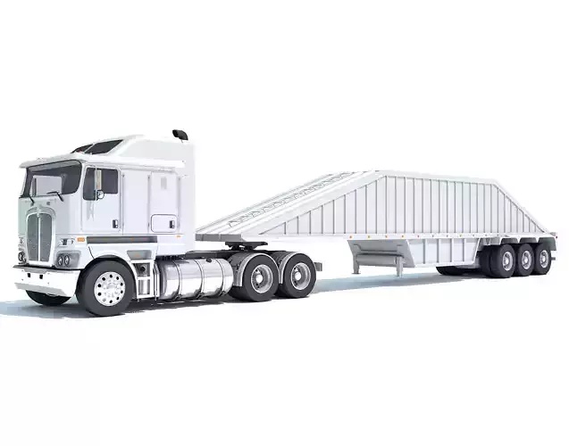 Truck with Bottom Dump Trailer 3D model