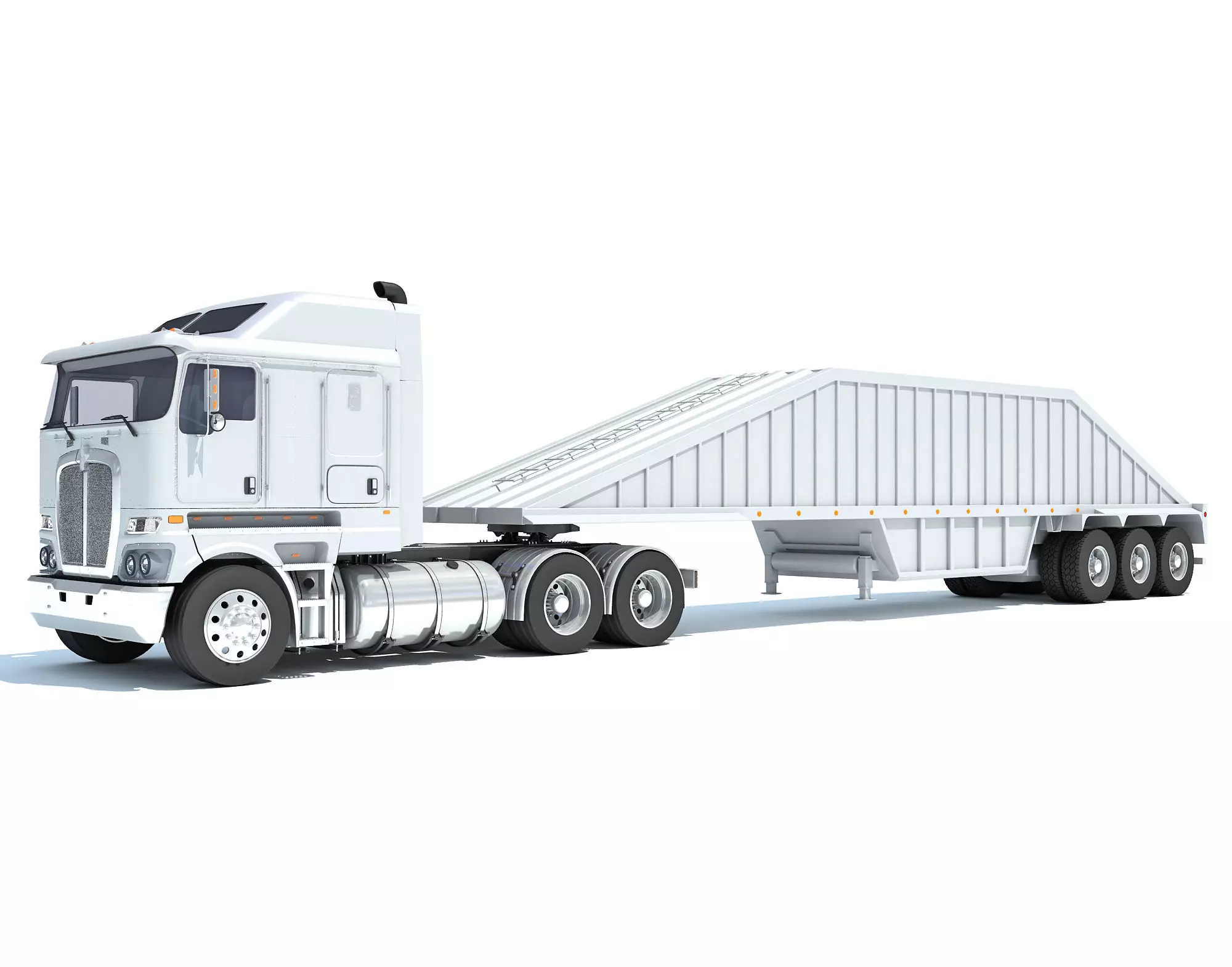 Truck with Bottom Dump Trailer 3D model_0