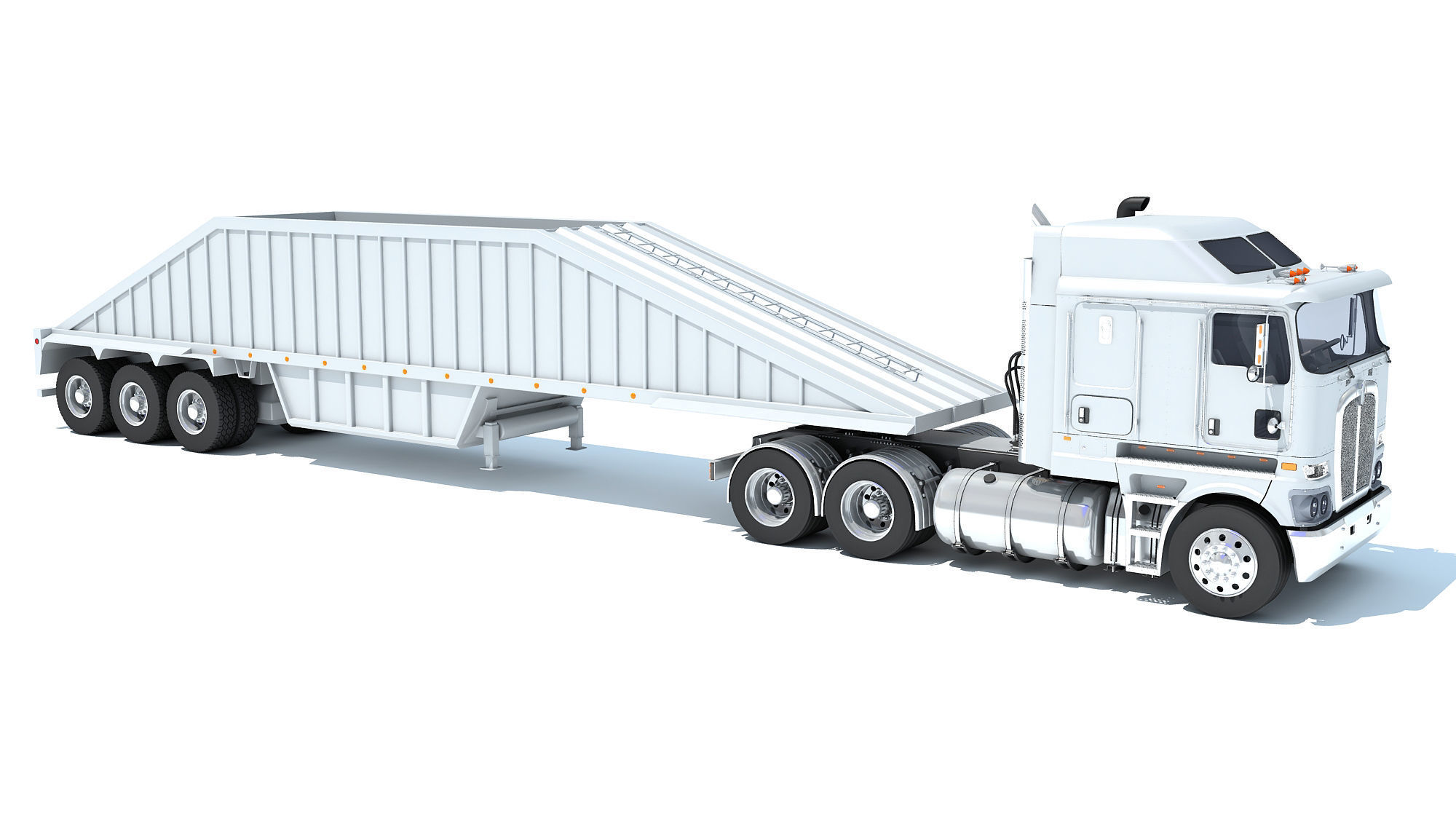 Truck with Bottom Dump Trailer 3D model_6