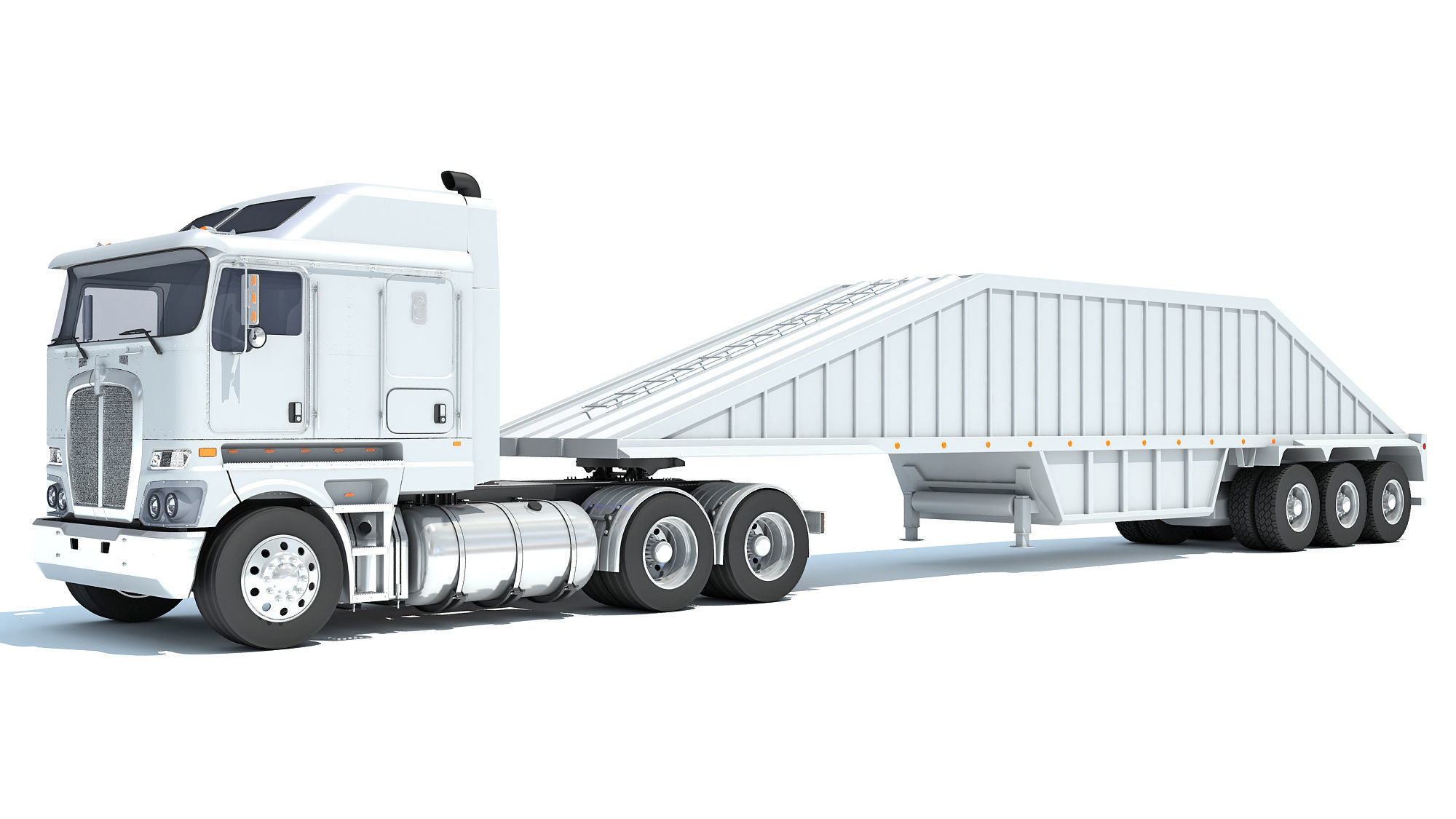Truck with Bottom Dump Trailer 3D model_8