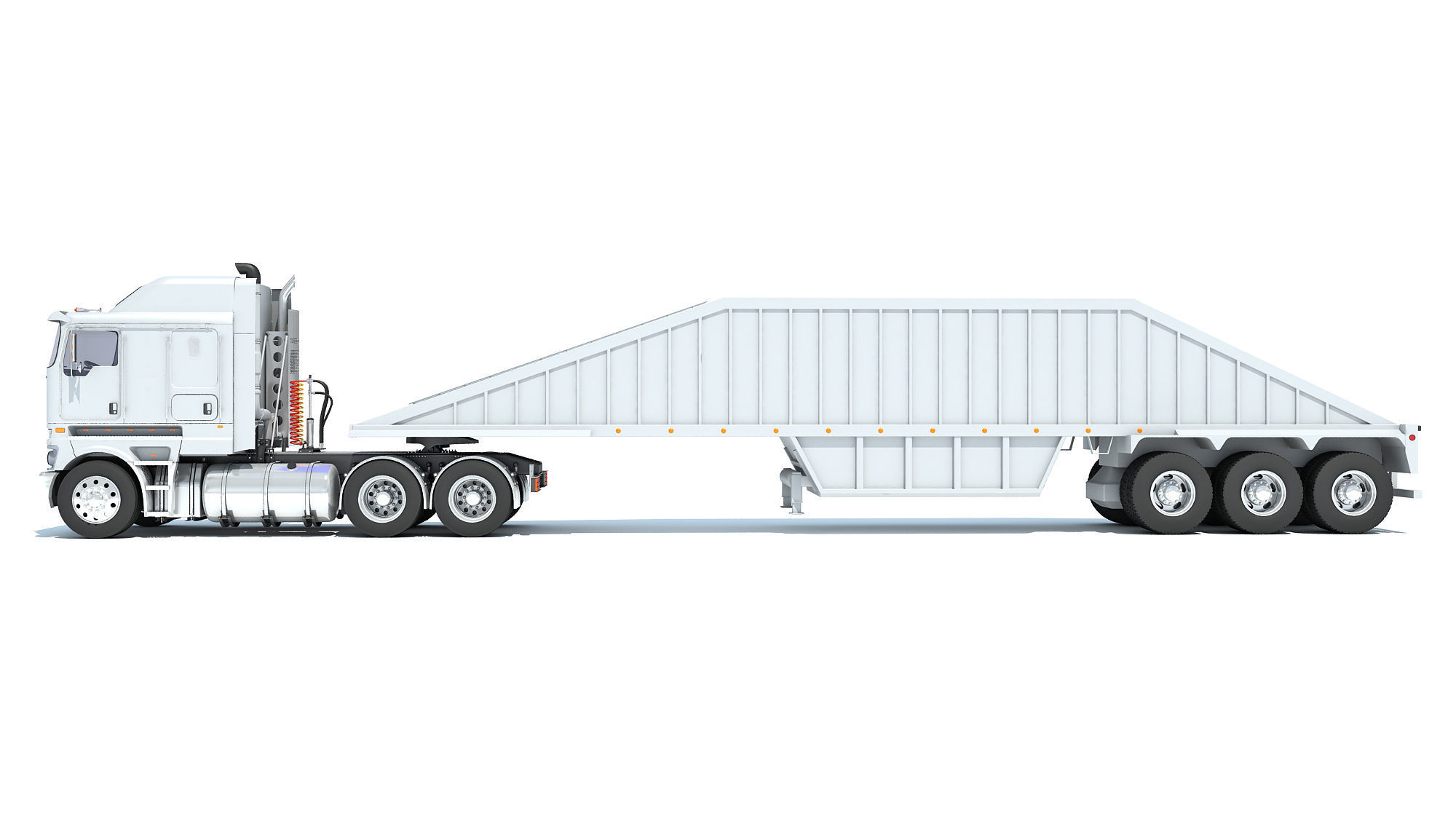 Truck with Bottom Dump Trailer 3D model_1