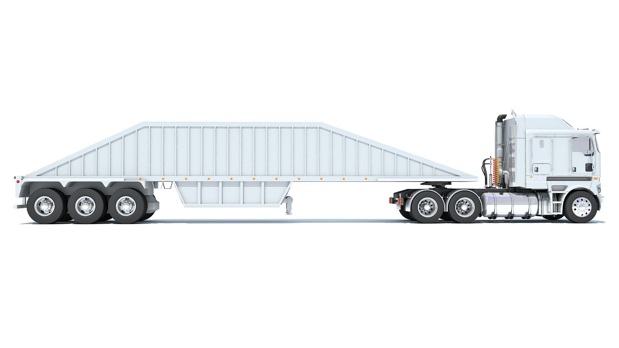 Truck with Bottom Dump Trailer 3D model_5
