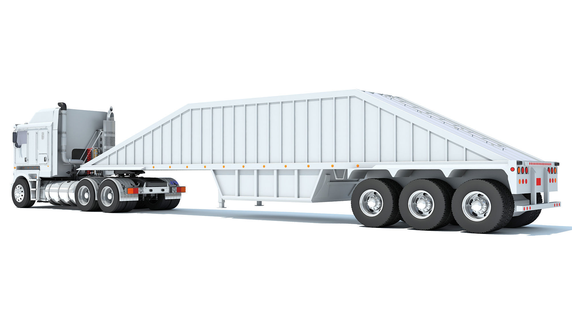 Truck with Bottom Dump Trailer 3D model_2