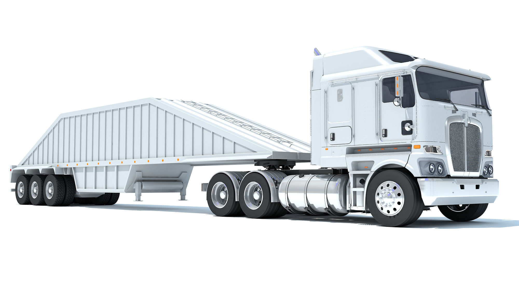 Truck with Bottom Dump Trailer 3D model_7
