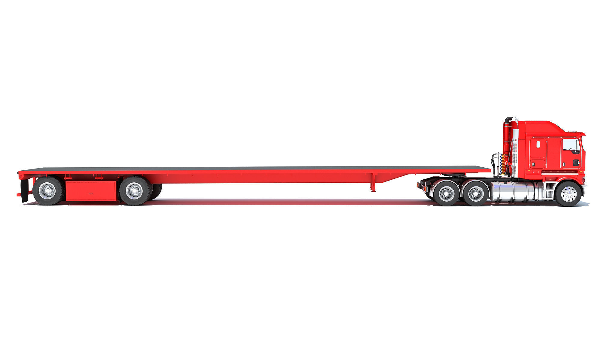 Truck with Flatbed Trailer 3D model_5