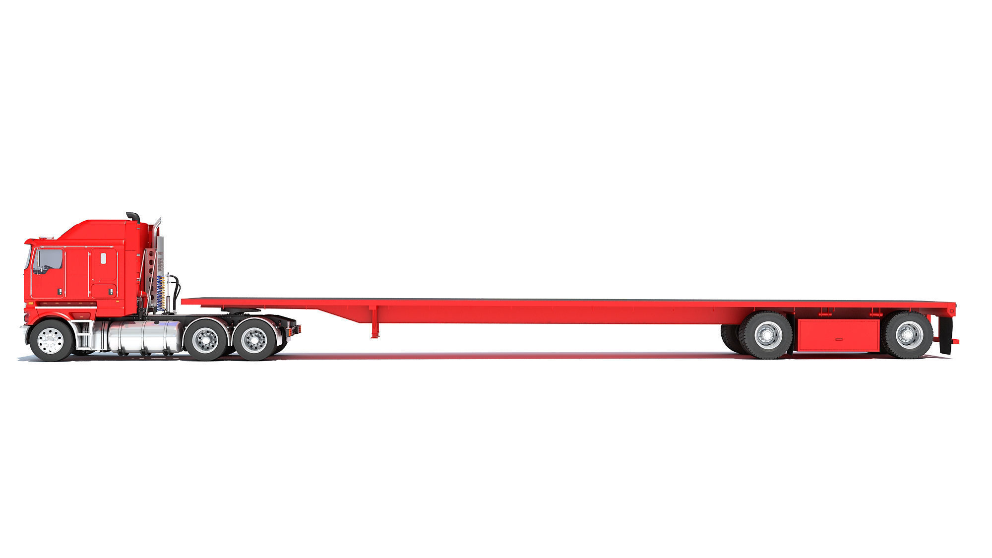 Truck with Flatbed Trailer 3D model_1