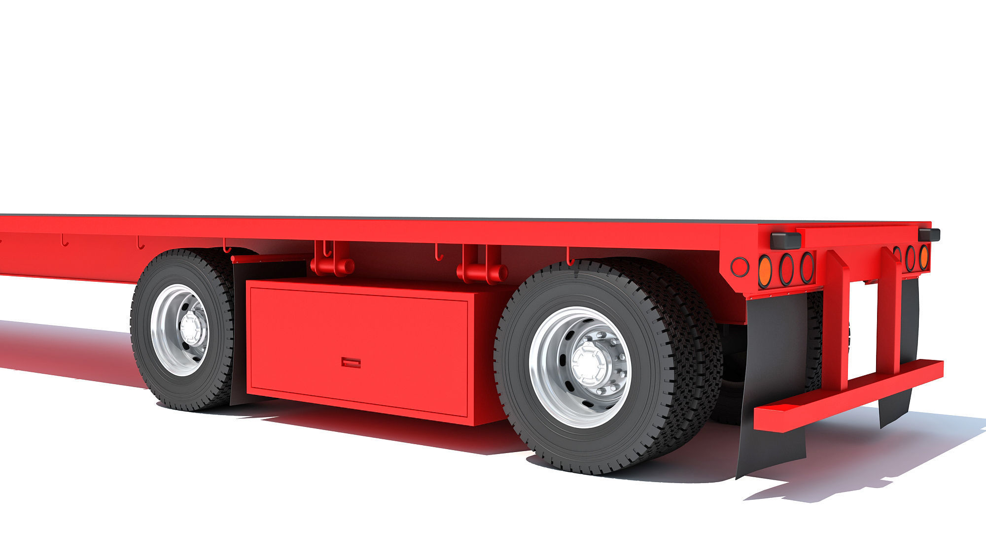 Truck with Flatbed Trailer 3D model_15