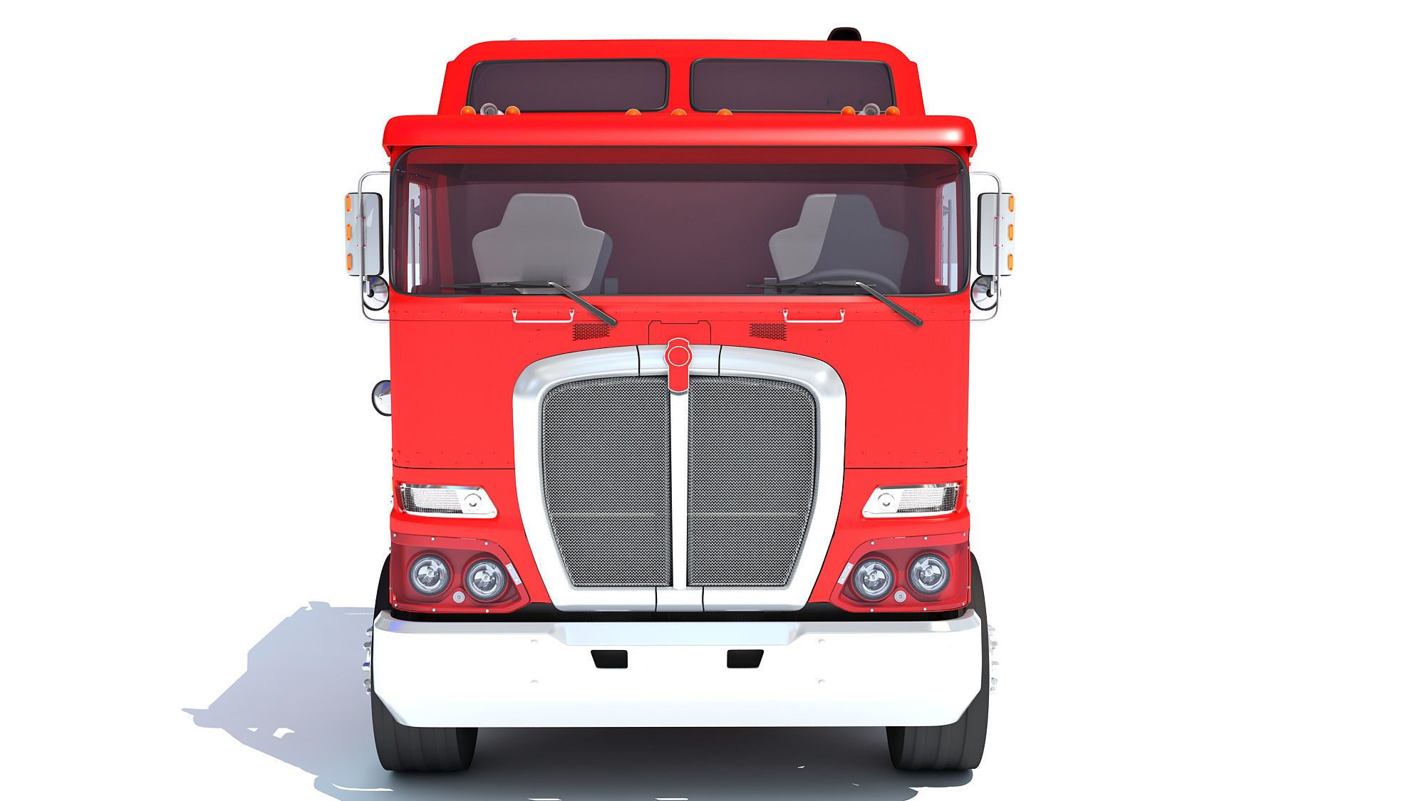 Truck with Flatbed Trailer 3D model_10