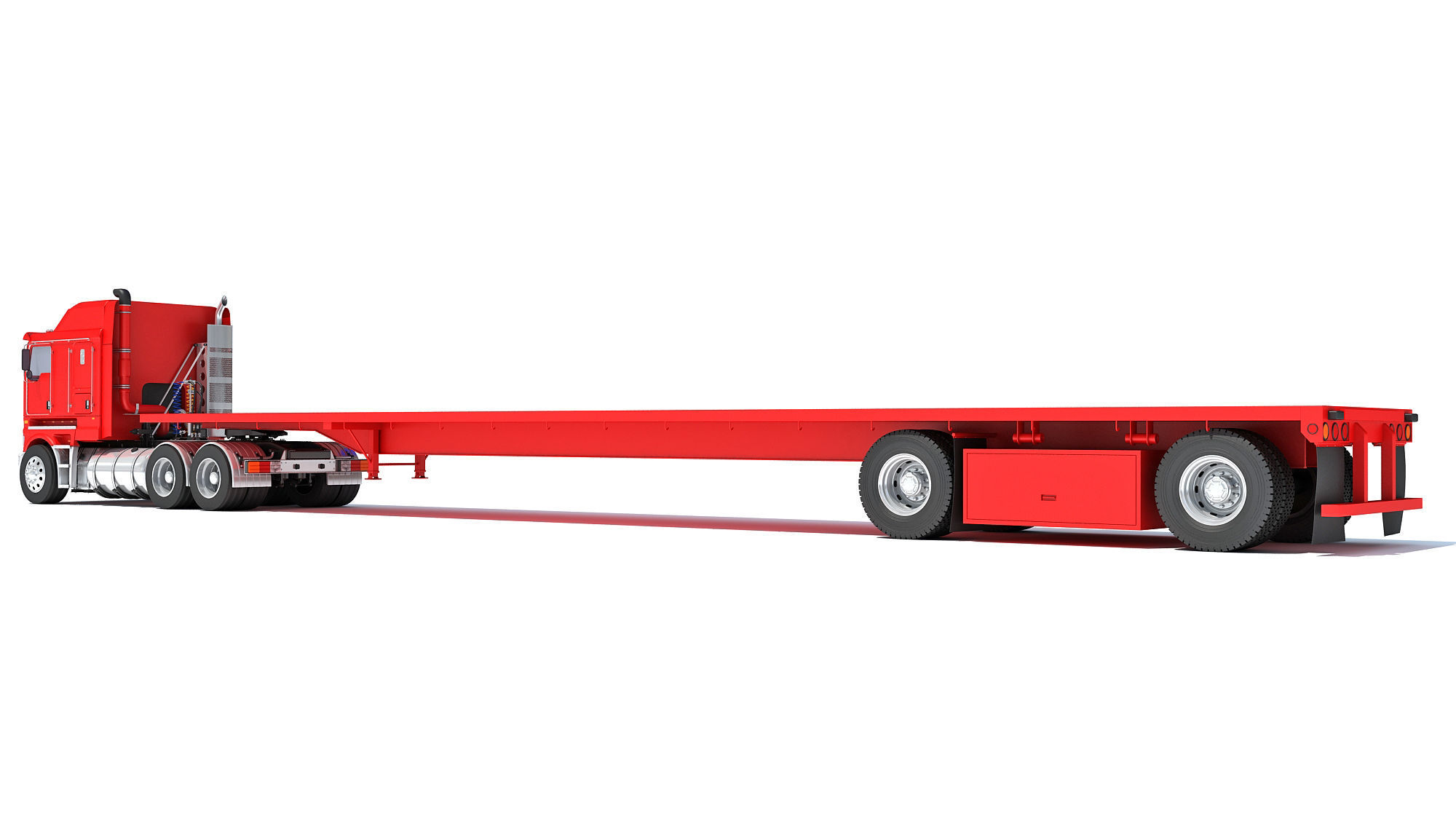 Truck with Flatbed Trailer 3D model_2